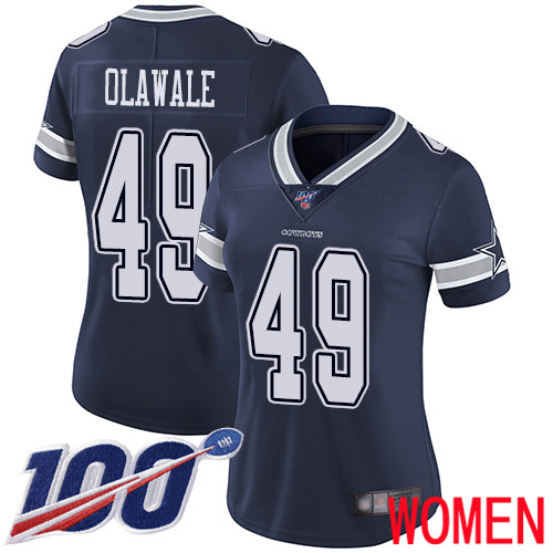 Women Dallas Cowboys Limited Navy Blue Jamize Olawale Home #49 100th Season Vapor Untouchable NFL Jersey->women nfl jersey->Women Jersey